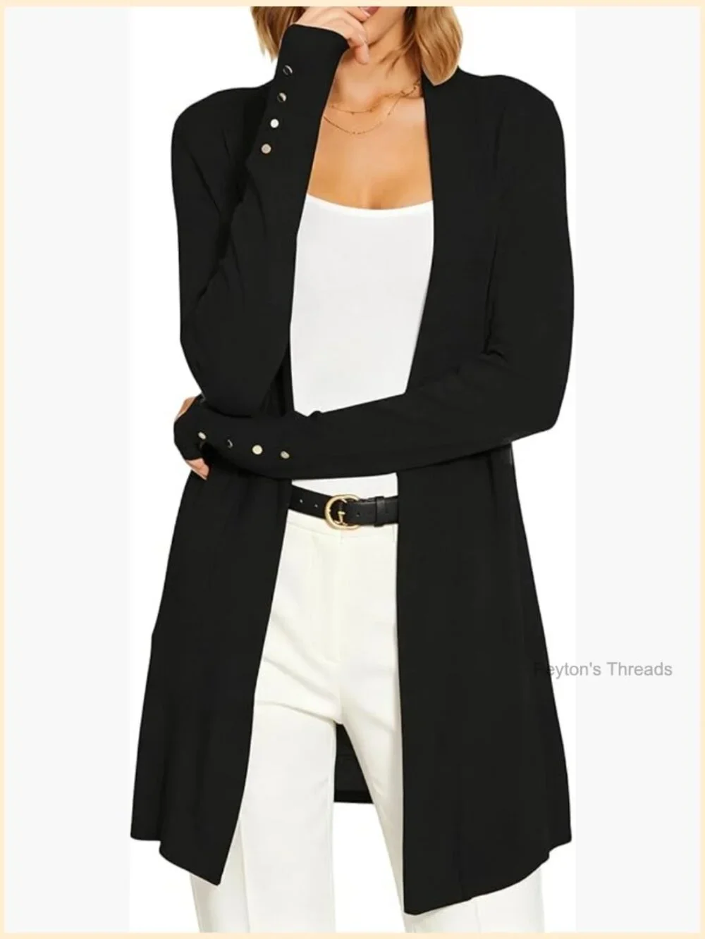 Lightweight 100% Viscose Cardigan Open Front Long Sleeve